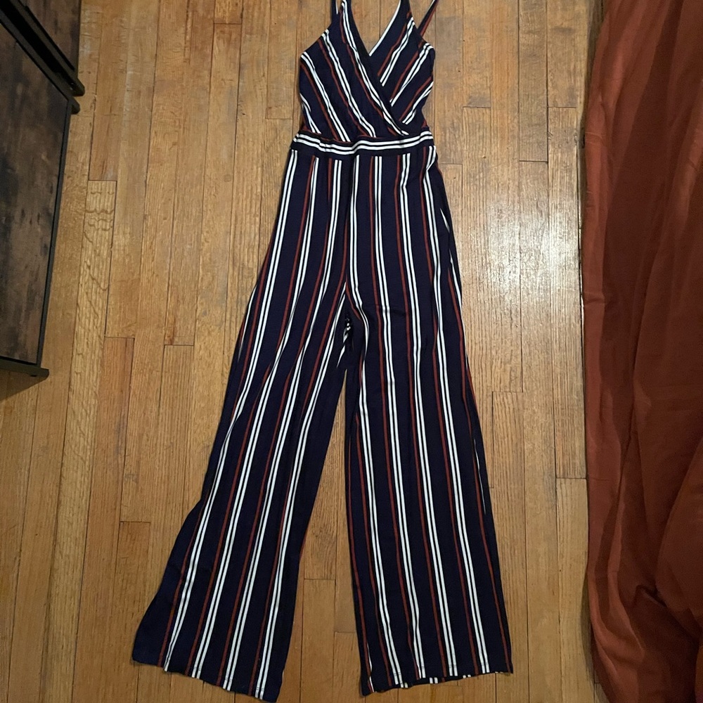 Navy/white/burnt red jumpsuit